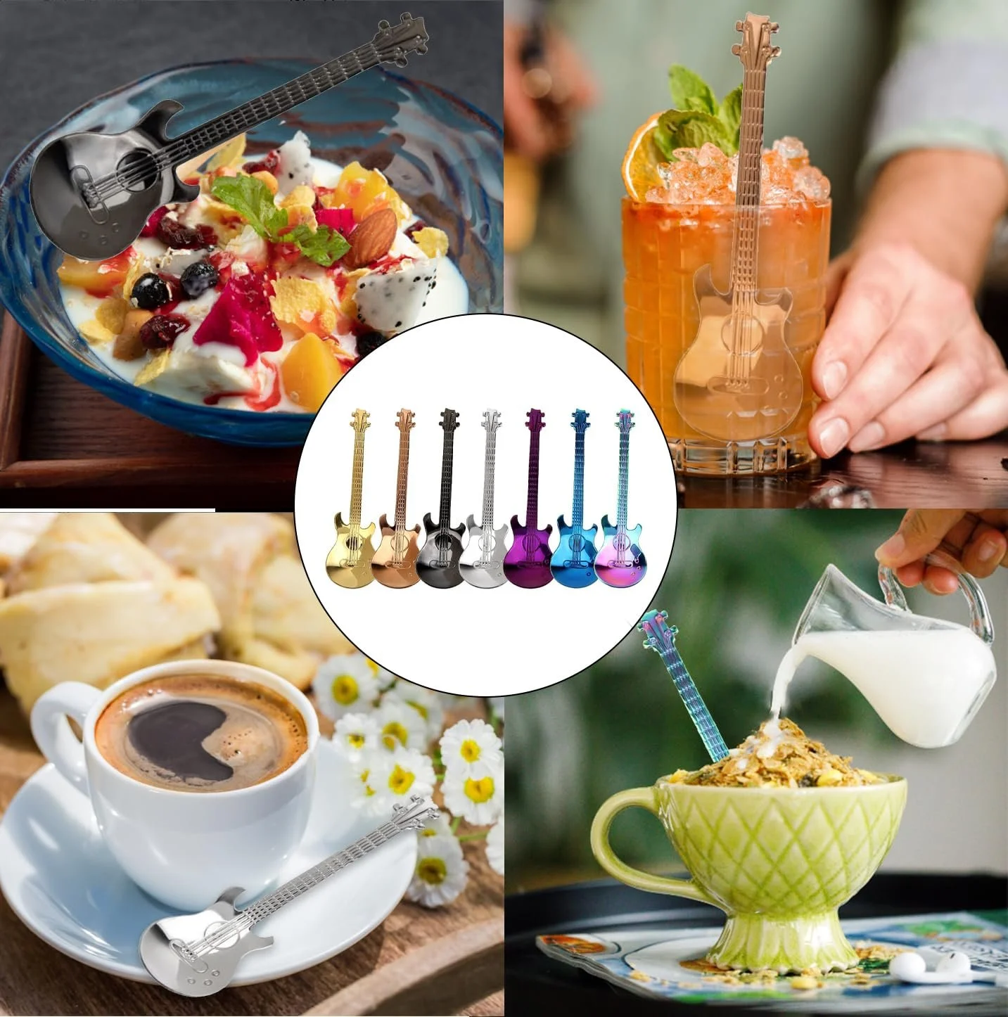 Набір з 7 кольорових десертних ложок з нержавіючої сталі, фото №7