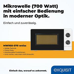 Микроволновая печь Exquisit MW950-070 20 л 700 Вт 24.5 см Белая synthetic.ua - Фото 1