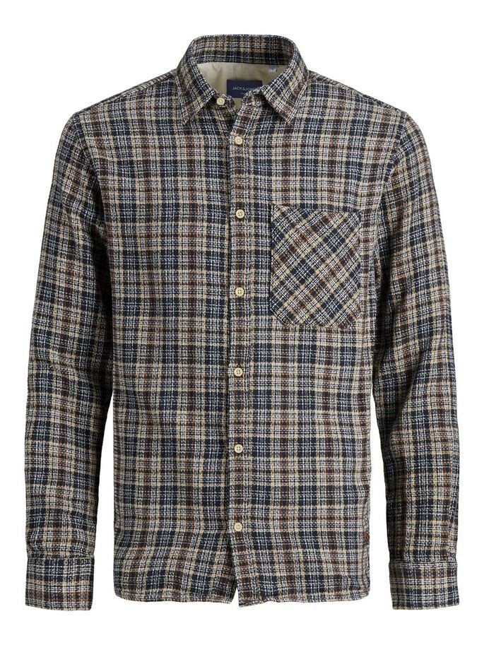 Рубашка Jack&Jones CHECK LS 12191200- Blazer-Checks Slim Темно-синий L, фото №5