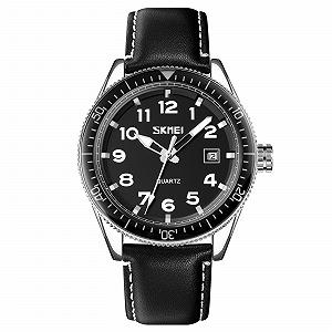 Годинник Skmei 9232LSIBK Silver-Black Leather - Фото 1
