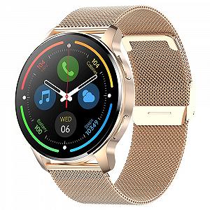 Смарт-годинник жіночий Круглий Rose Gold, роздільна здатність 360 x 360, IP67, монітор серцевого ритму SpO2, вимірювання артеріального тиску, 20 спортивних режимів - Фото 1