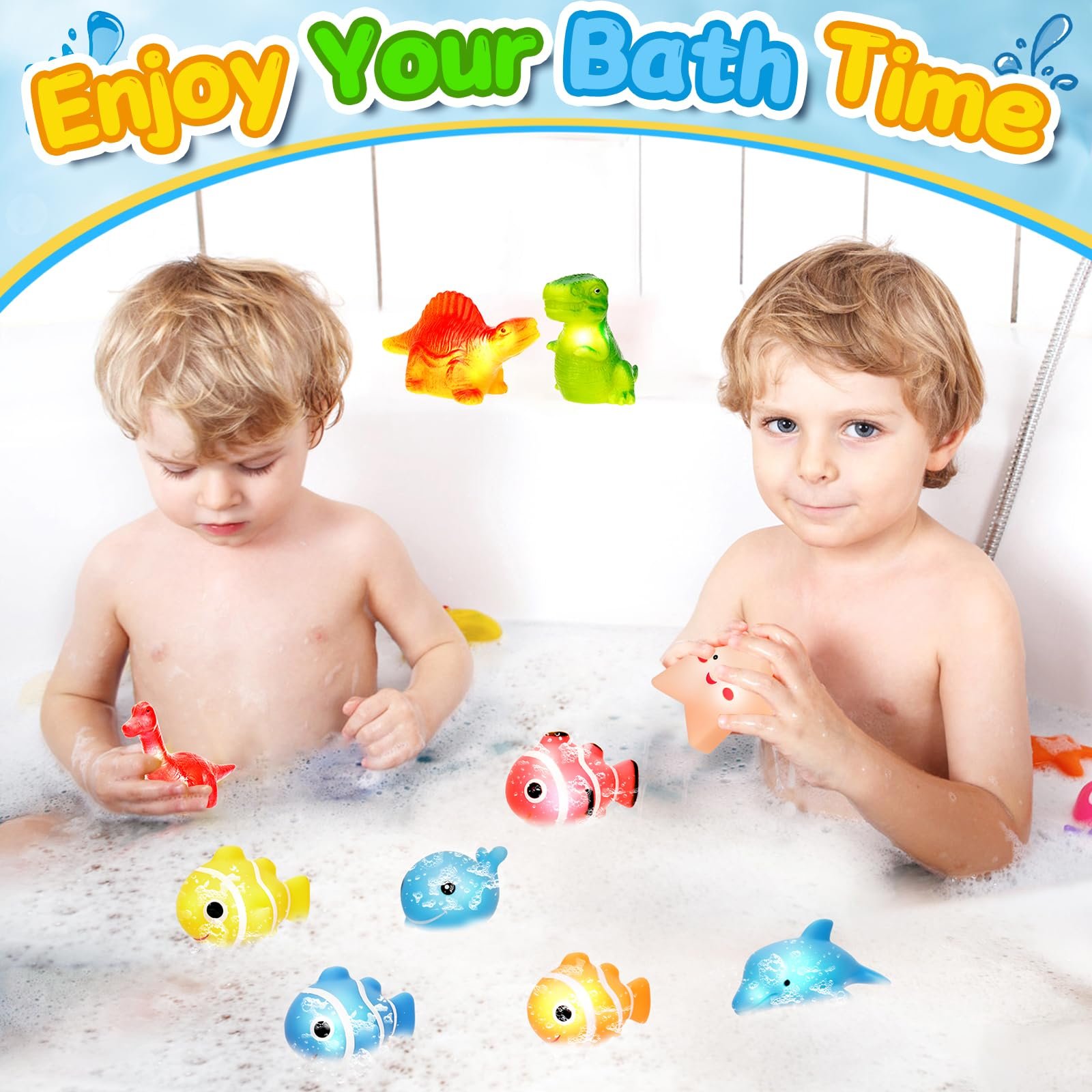 Іграшка для ванни Світлодіодна Тваринка, Набір 12 штук, фото №6