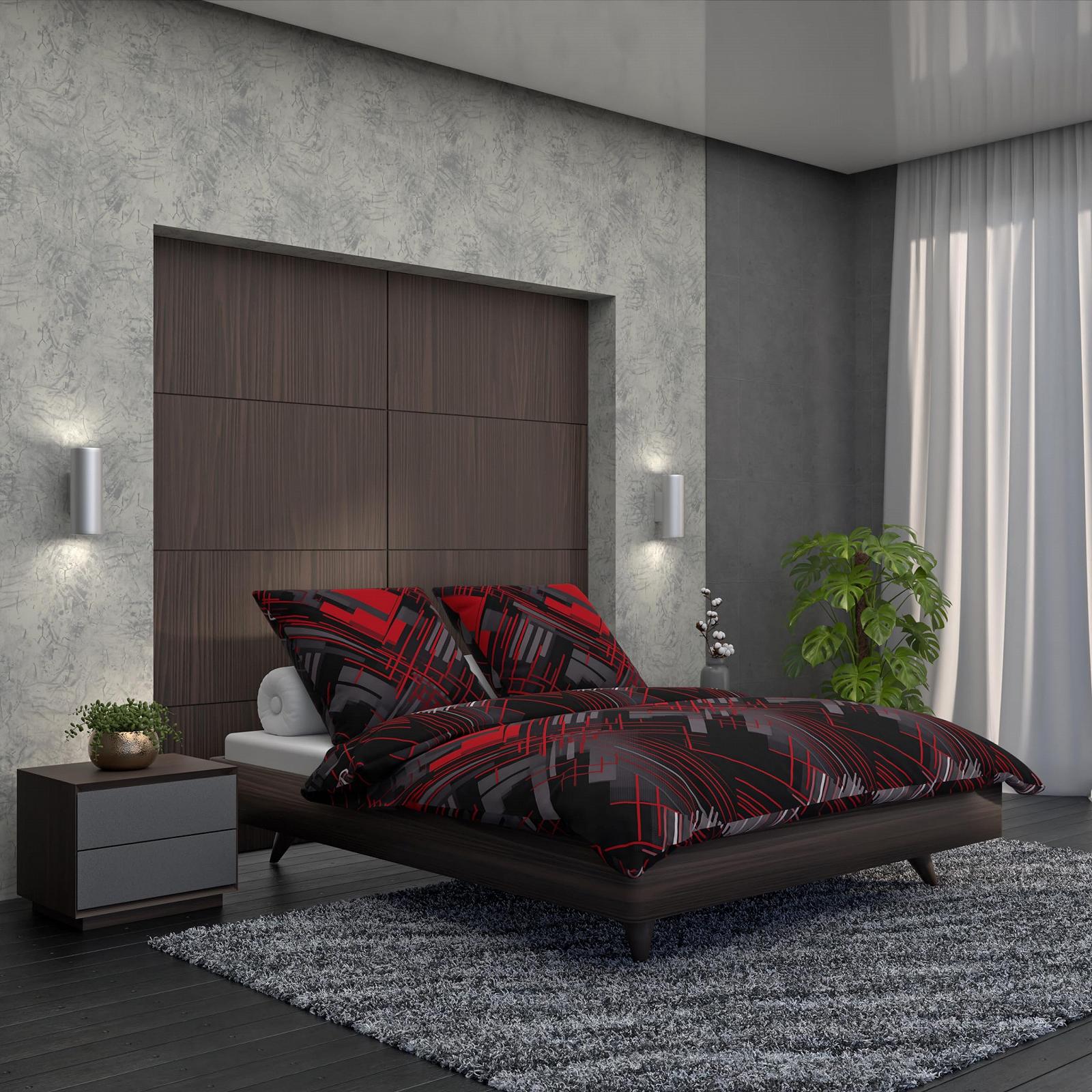 Постільна білизна LARAWELL 135 x 200 см, бавовняна, всесезонна, абстрактний геометричний малюнок, преміум, червоно-сіра, фото №8
