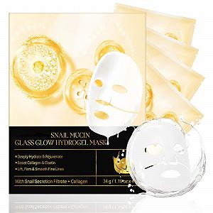 Гидрогелевая маска для лица Snail Mucin Glass Glow, 4 шт, Маска для лица из слизи улитки против морщин, Маска для стеклянной кожи для сухой кожи, Коллагеновая маска для увлажнения, Антивозрастная маска для всех типов кожи - Фото 1