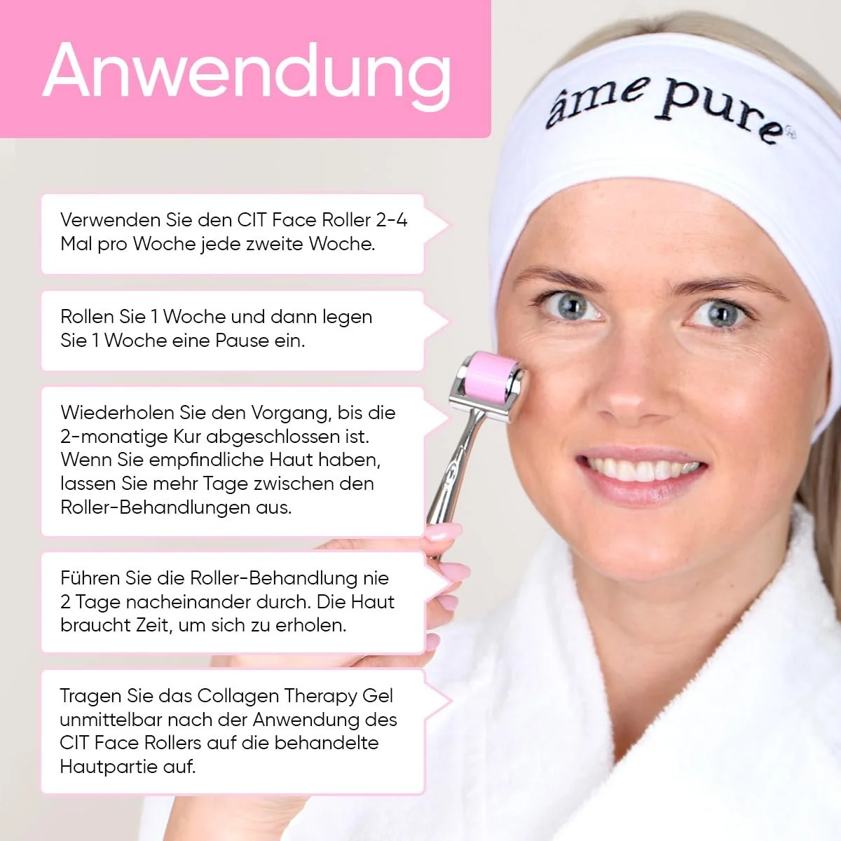 Ролер для обличчя Ame Pure CIT Basic Set, 100% натуральна мікроголкова обробка, фото №5