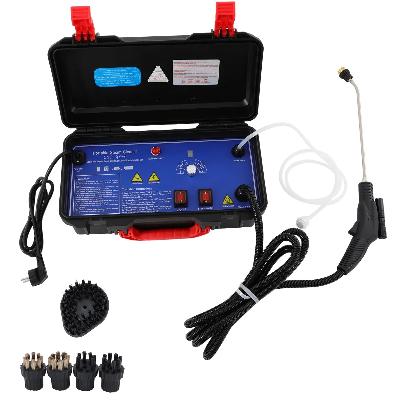 Ручний пароочисник паровий пилосос 3000 W 6 швидкостей 5 щіток, фото №1