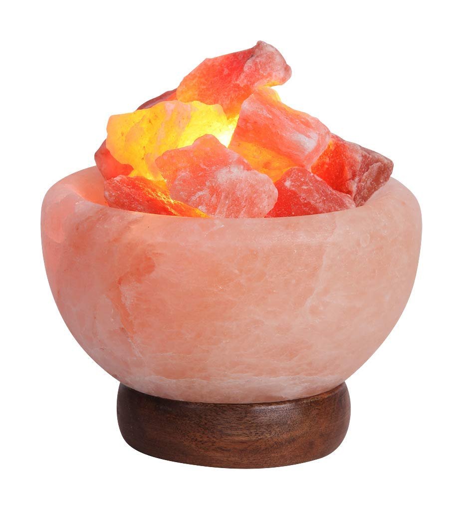 Настільна лампа Rabalux Fuji 4097 з соляного каменю та дерева коричнева Ø14 см 7,6 см з вимикачем, фото №1