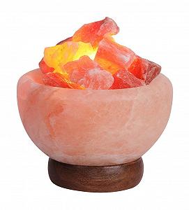Настільна лампа Rabalux Fuji 4097 з соляного каменю та дерева коричнева Ø14 см 7,6 см з вимикачем - Фото 1