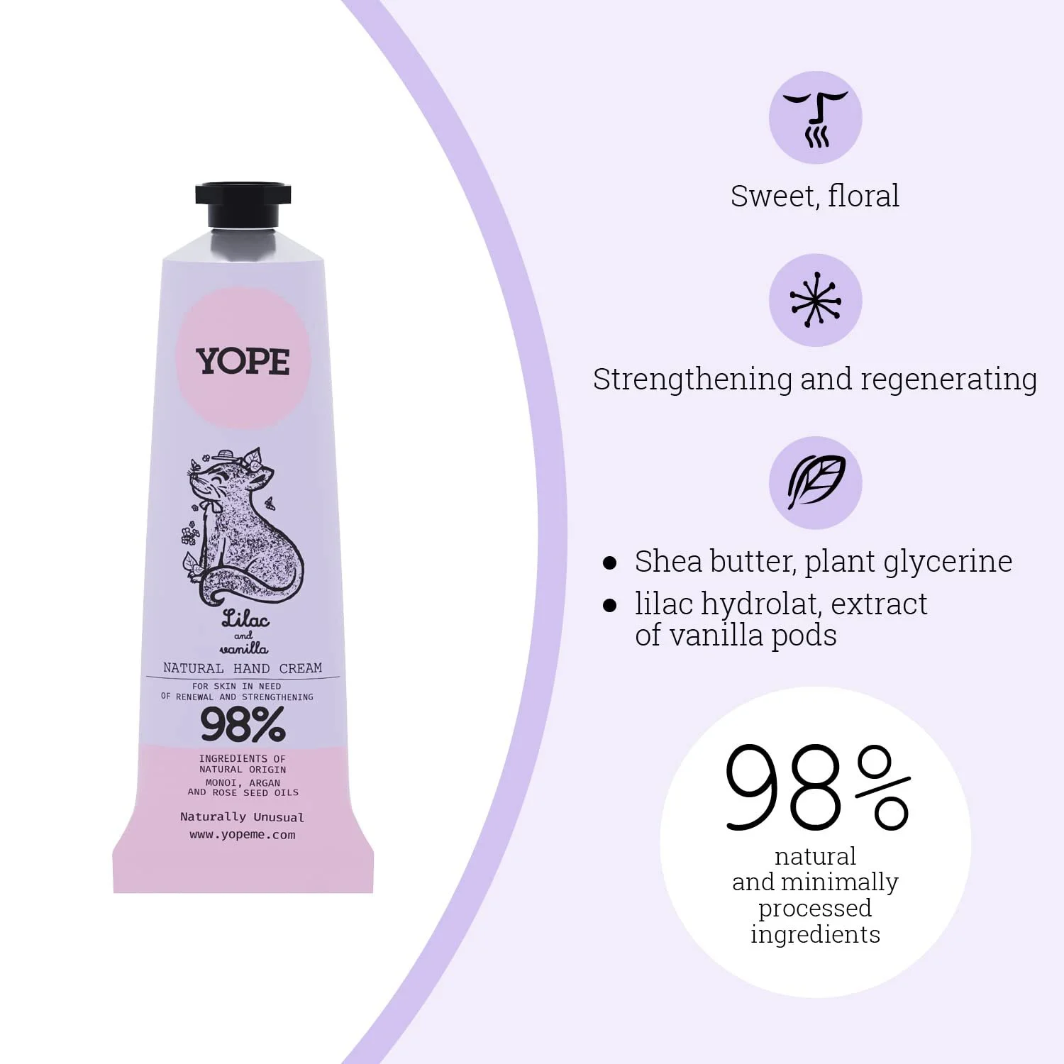 Крем для рук YOPE Натуральний Бузок та Ваніль, 50 мл, фото №2