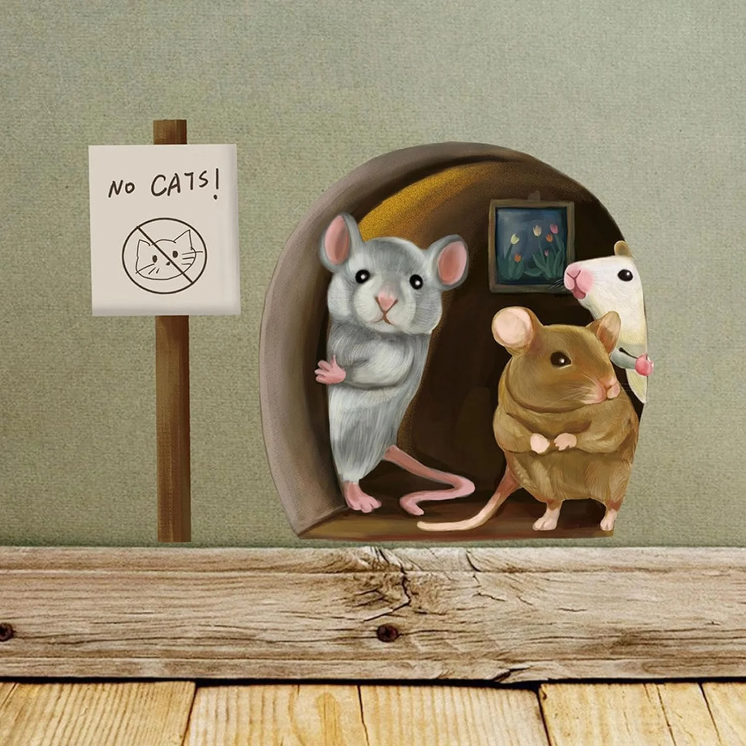 Наклейка на стіну Mouse Hole Skirting Board водонепроникна, фото №1