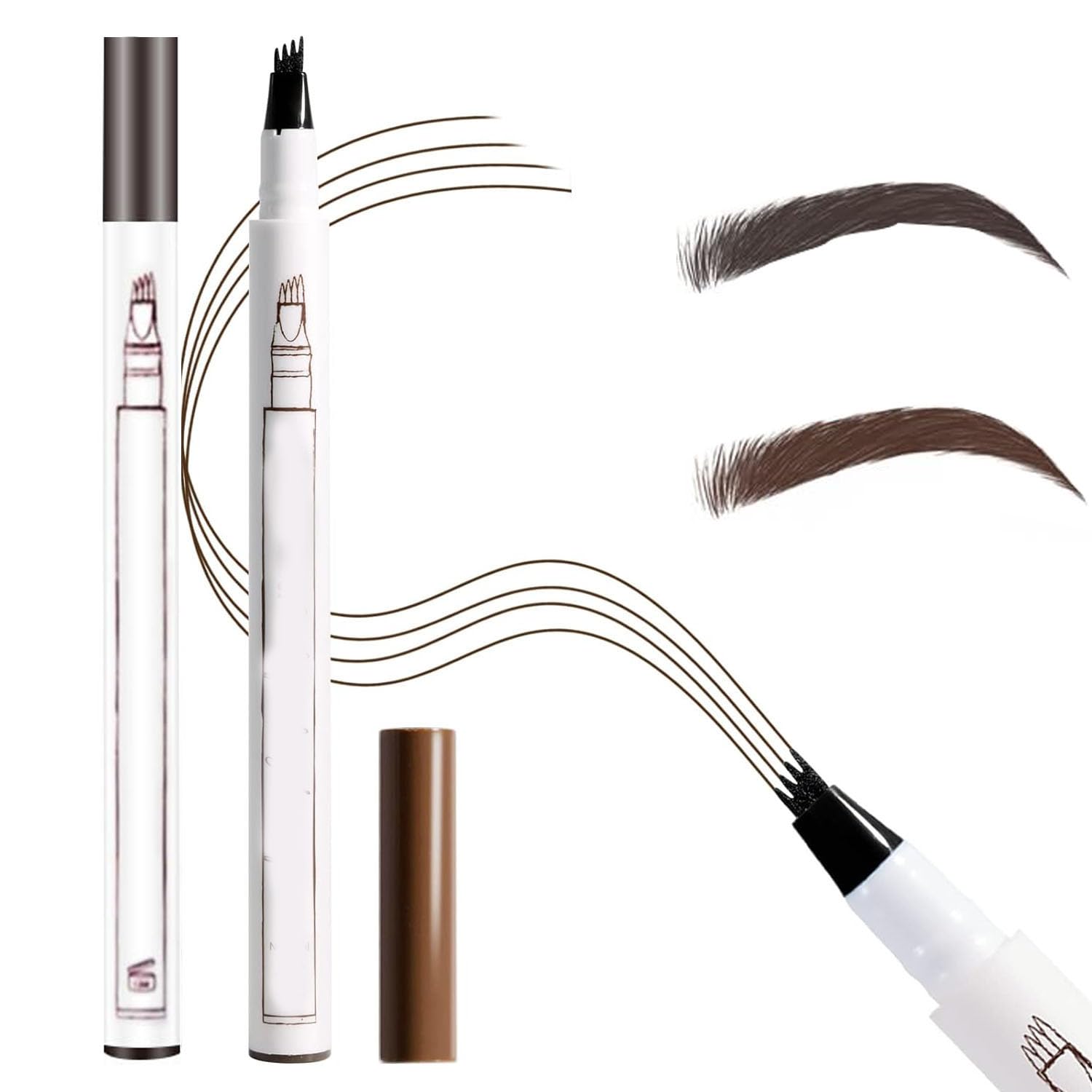 Олівець для брів Waterproof Eyebrow Pencil 4 Heads Світло-коричневий + Темно-коричневий, фото №1