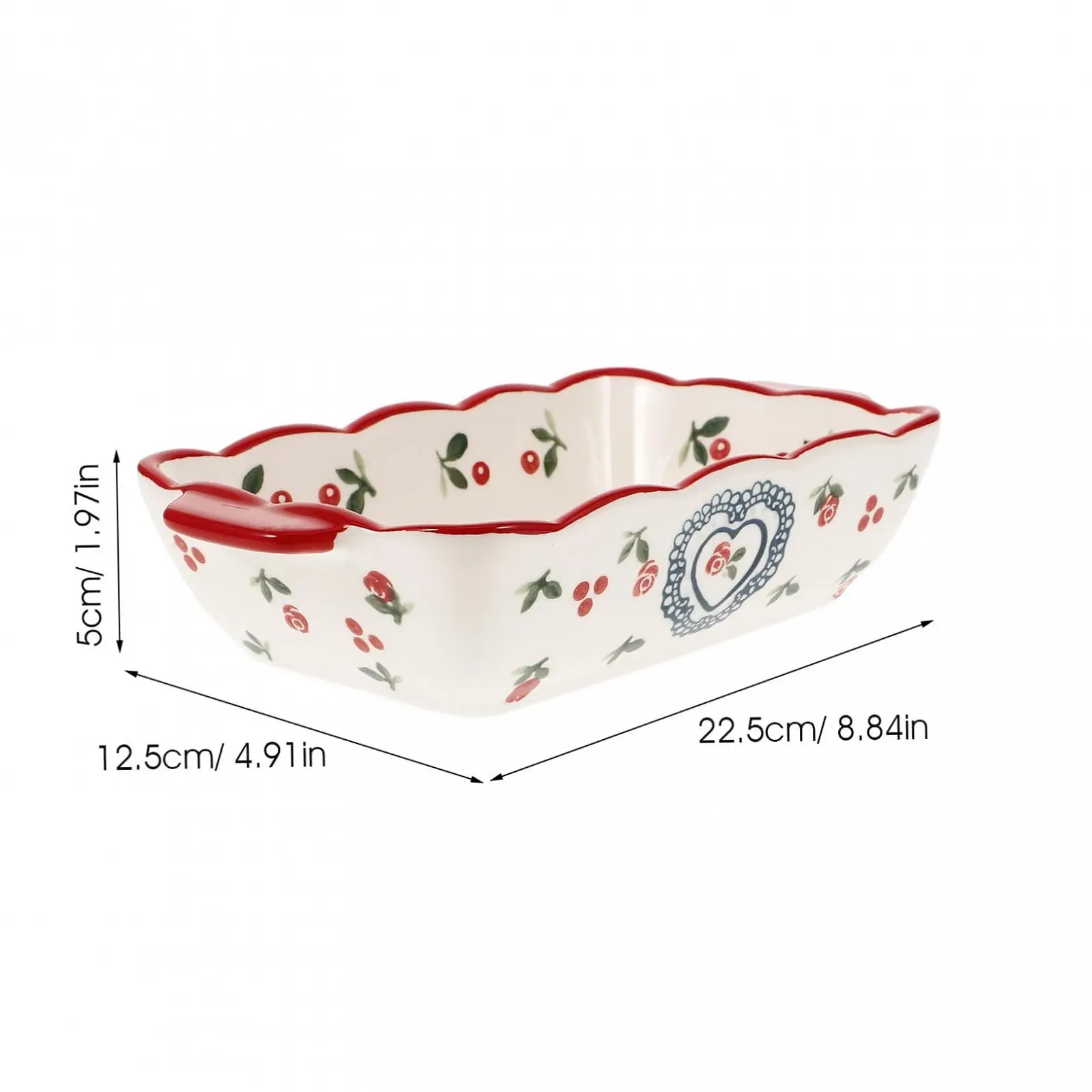 Форма для запекания керамическая прямоугольная с двумя ручками жаропрочная гладкая для микроволновой печи и морозильной камеры, фото №2