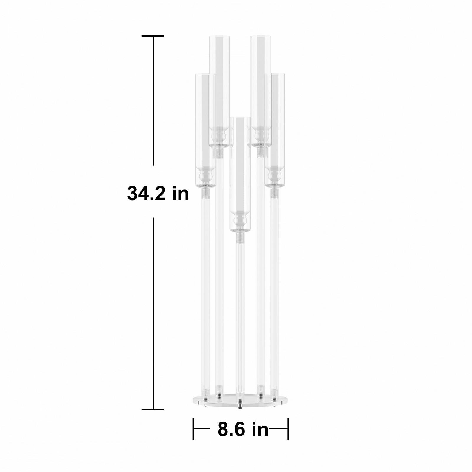 Подсвечник Yokawe Tall Candlestick Centerpieces 87см Tall Прозрачный 5 Arms с акриловыми абажурами LED Candle Toppers 1 набор, фото №2