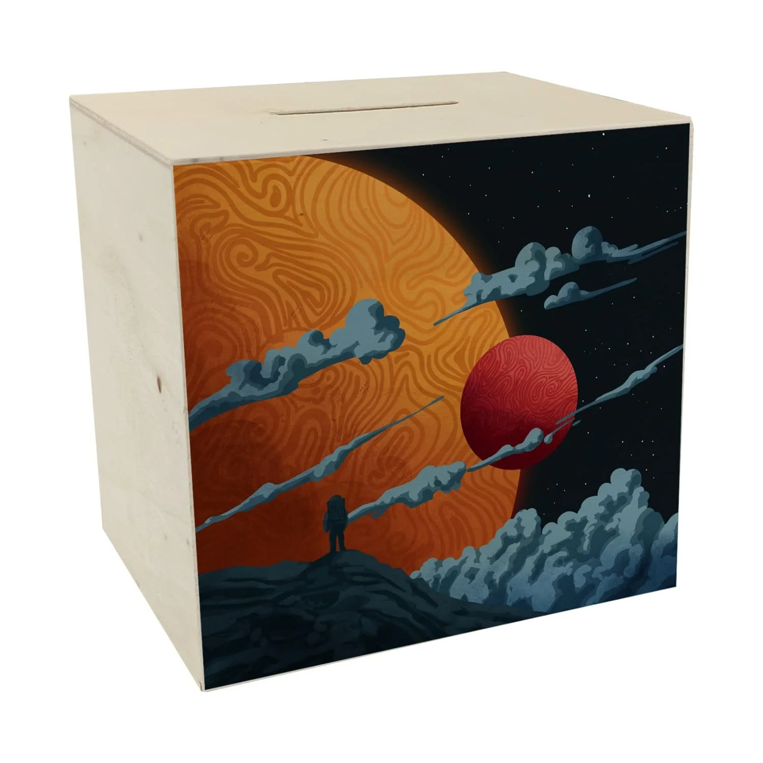 Скарбничка дерев’яна Космос та планети з астронавтом, фото №1