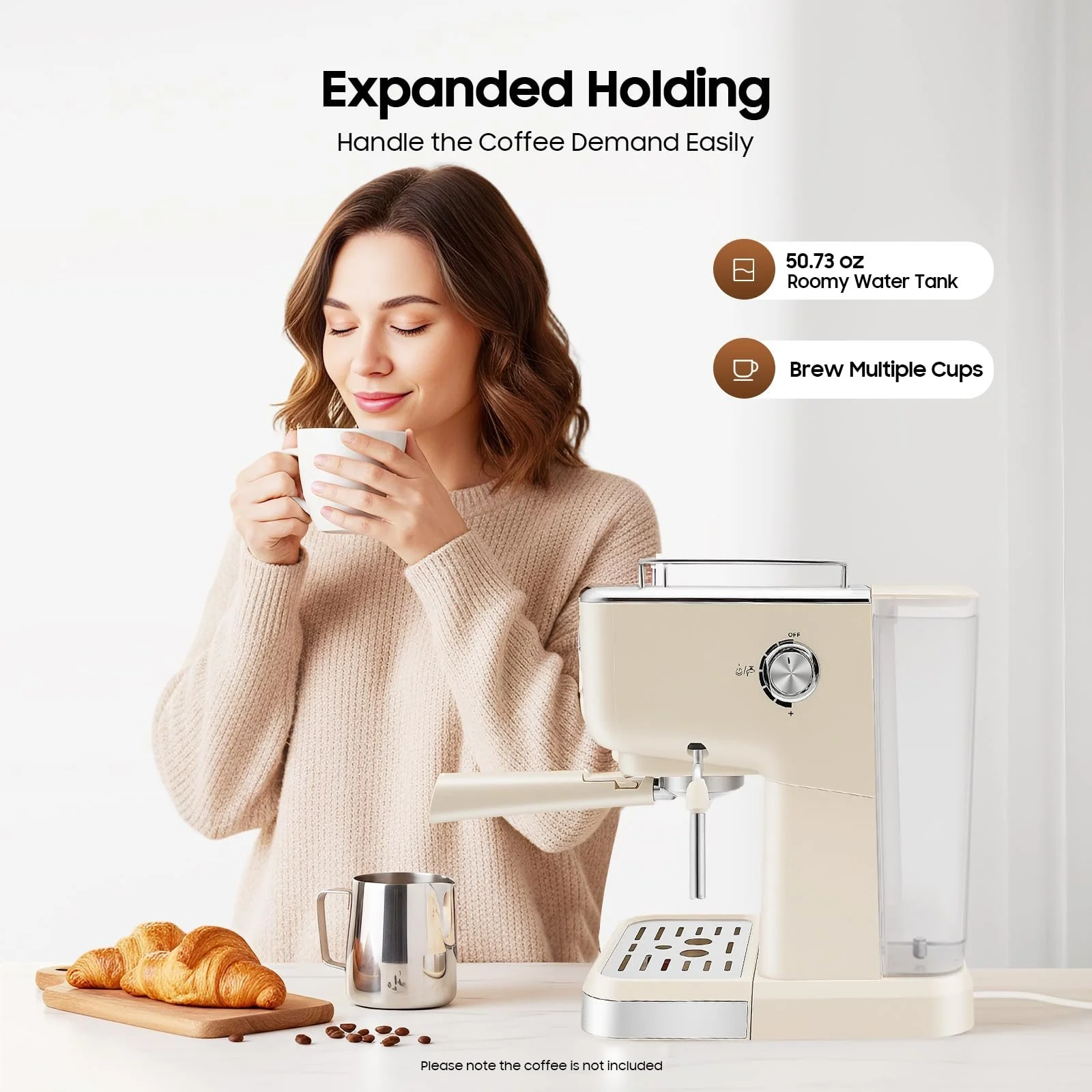 Полуавтоматическая эспрессо-кофеварка 1.05 кВт 20 бар 1.5 л с капучинатором, фото №7