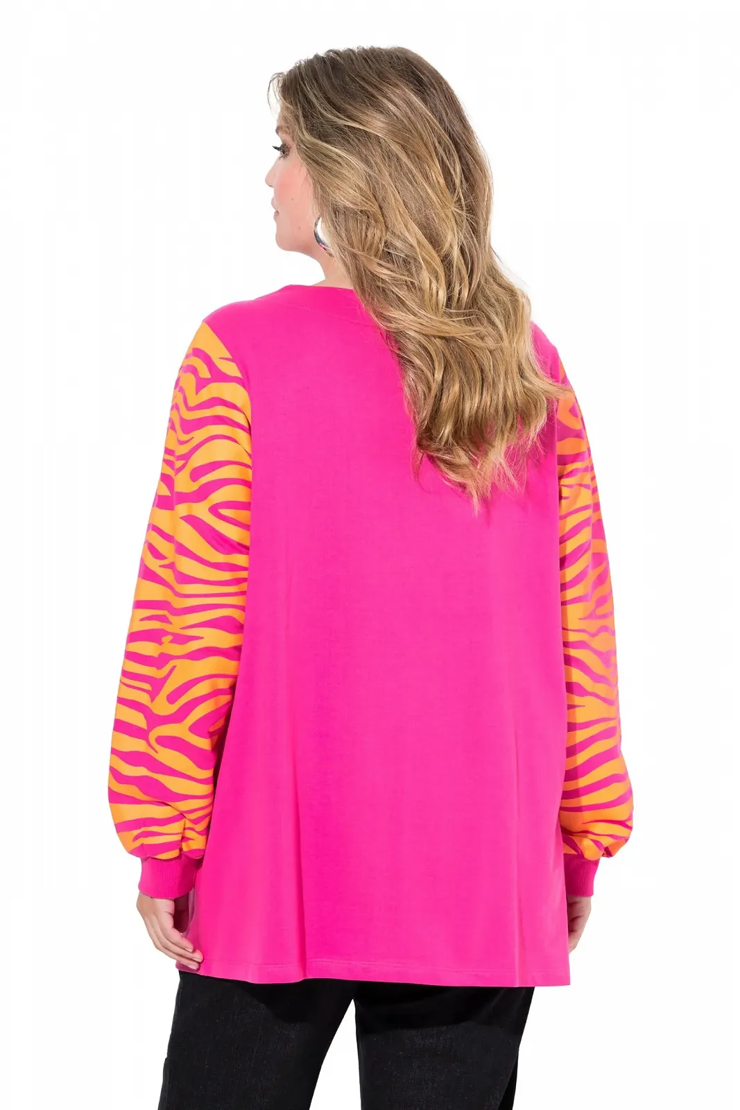 Женский Свитер Plus Size MIAMODA A-силуэта с зебровым узором, широкими длинными рукавами 837320, фото №2