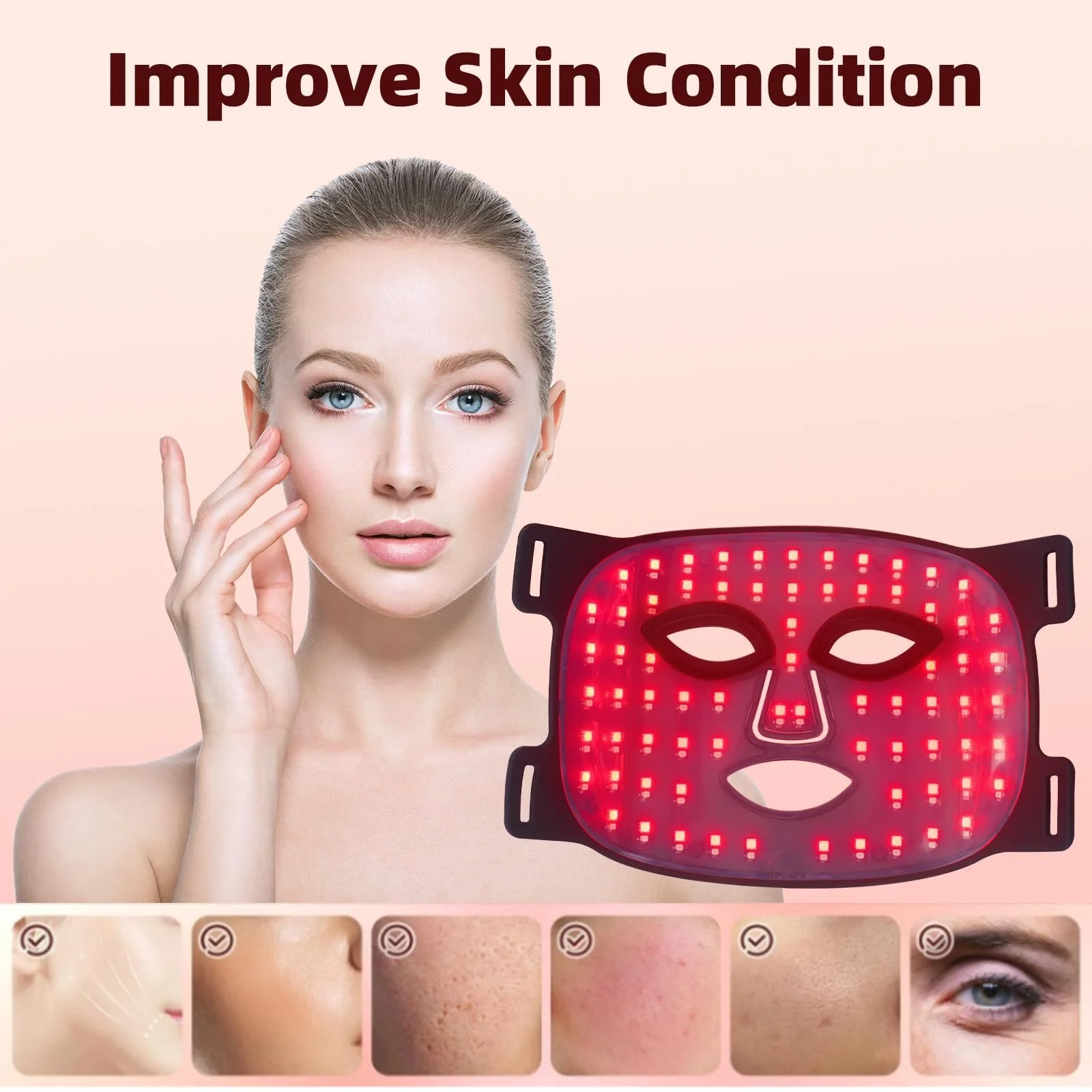 LED Маска для обличчя TaFoyu 7 кольорів Чорний, фото №2 LED Маска для обличчя TaFoyu 7 кольорів Чорний, фото №2