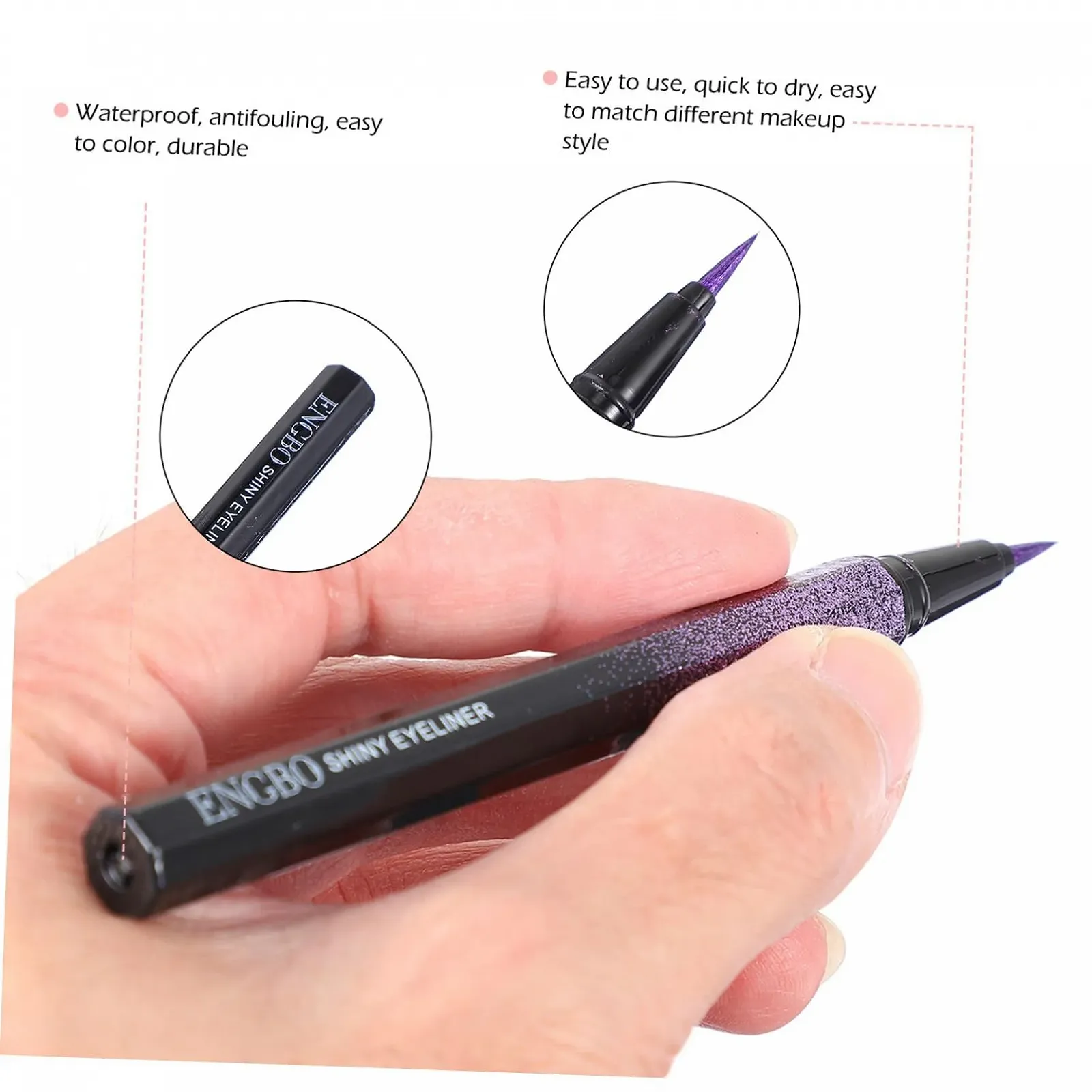 Карандаш для глаз Angoily Блестящий цветной фиолетовый, фото №7