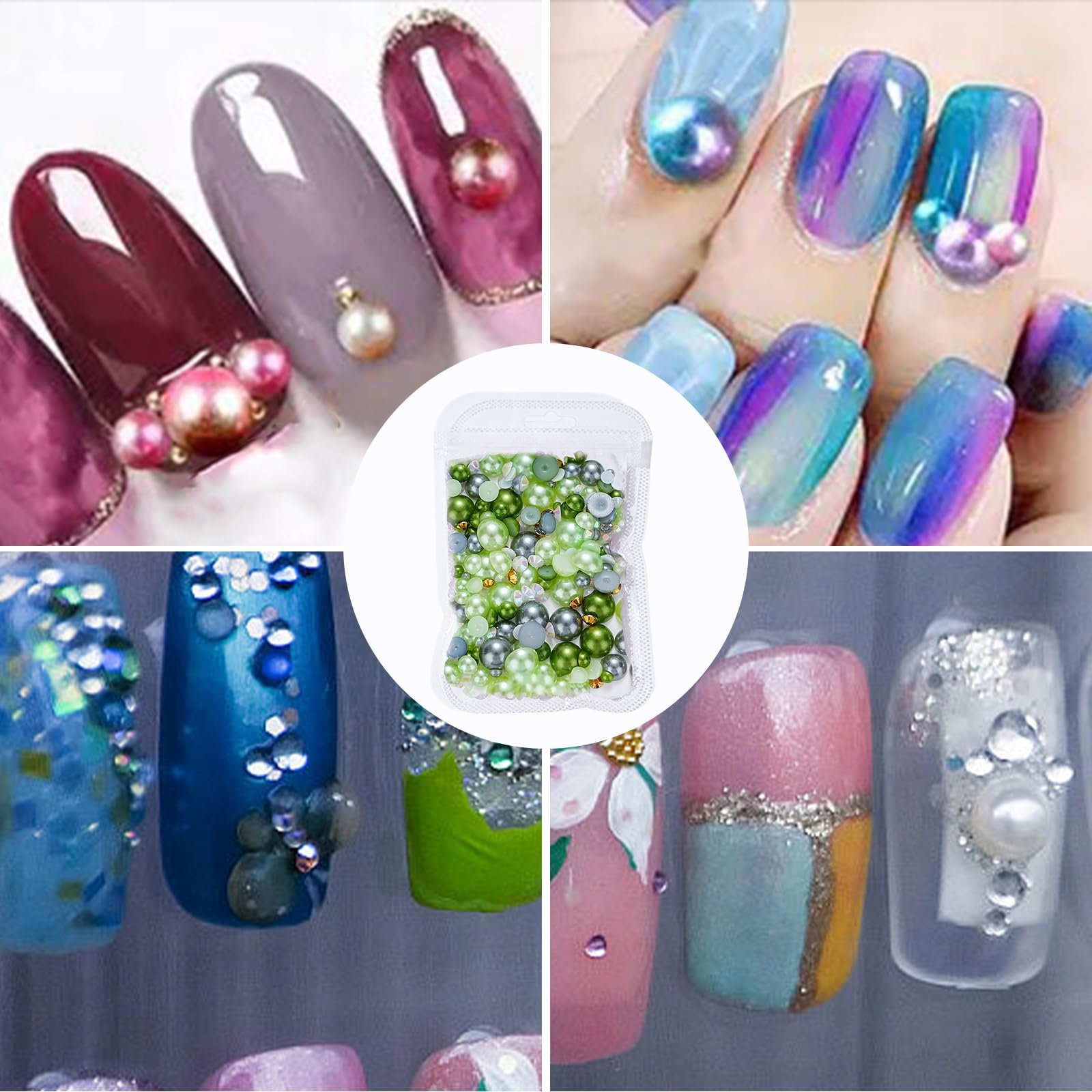 Напівкруглі перлини для нігтів з плоскою задньою стороною, фото №7
