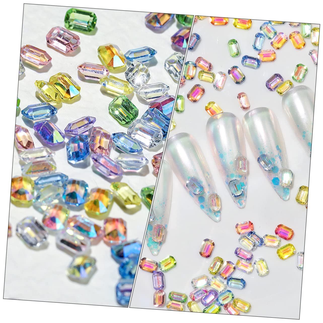 FRCOLOR Украшения для ногтей в коробке, плоские бриллианты, набор для маникюра и нейл-арта, разные формы для личного и профессионального использования, фото №8