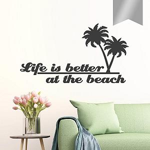 Наклейка на стіну Life is Better at the Beach 50 x 27 см Сріблястий - Фото 1