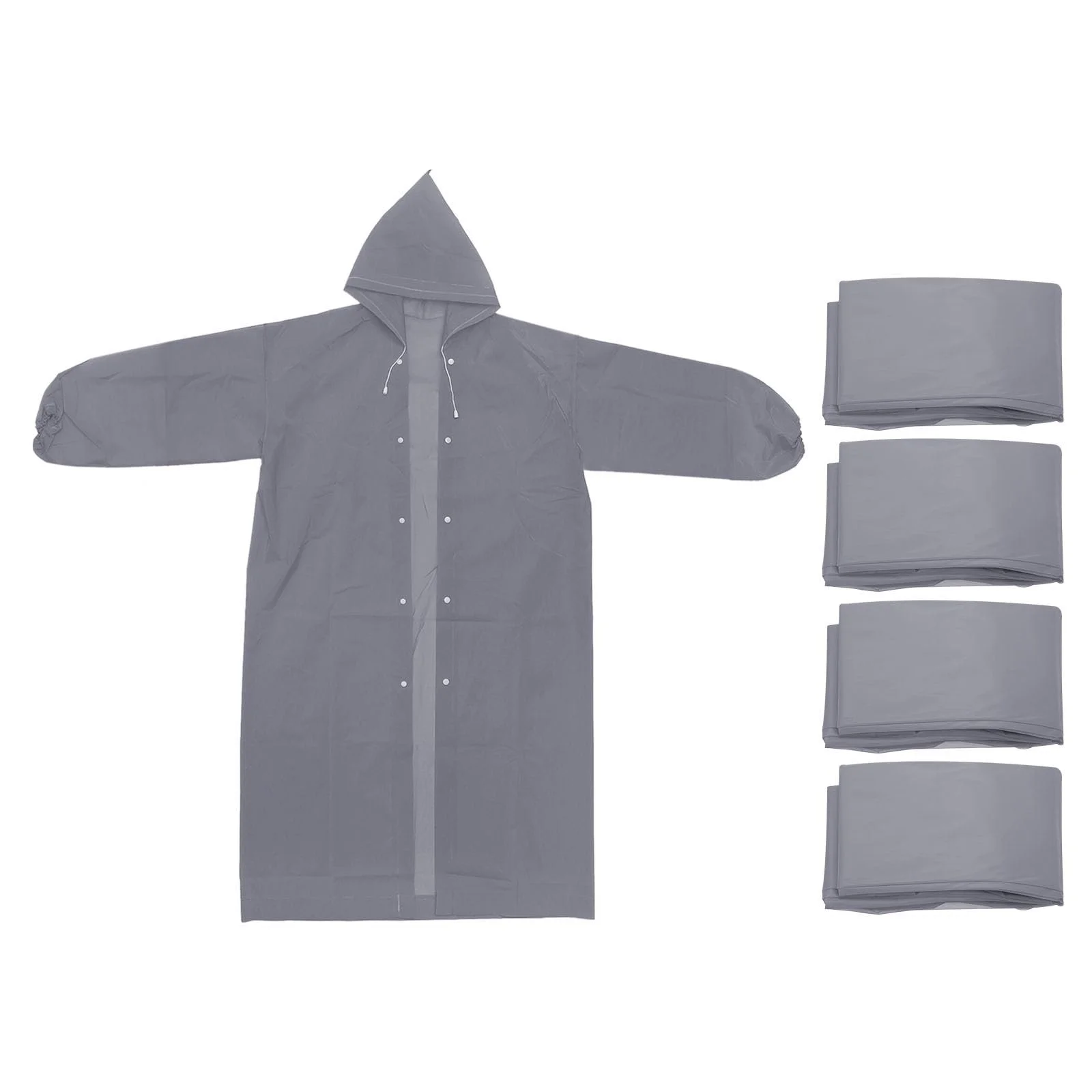 Пончо PATIKIL дощове 4 шт. Унісекс для виживання, багаторазові потовщені водонепроникні дощовики для кемпінгу, походів, активного відпочинку, сірі, фото №1