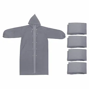 Пончо PATIKIL дощове 4 шт. Унісекс для виживання, багаторазові потовщені водонепроникні дощовики для кемпінгу, походів, активного відпочинку, сірі - Фото 1