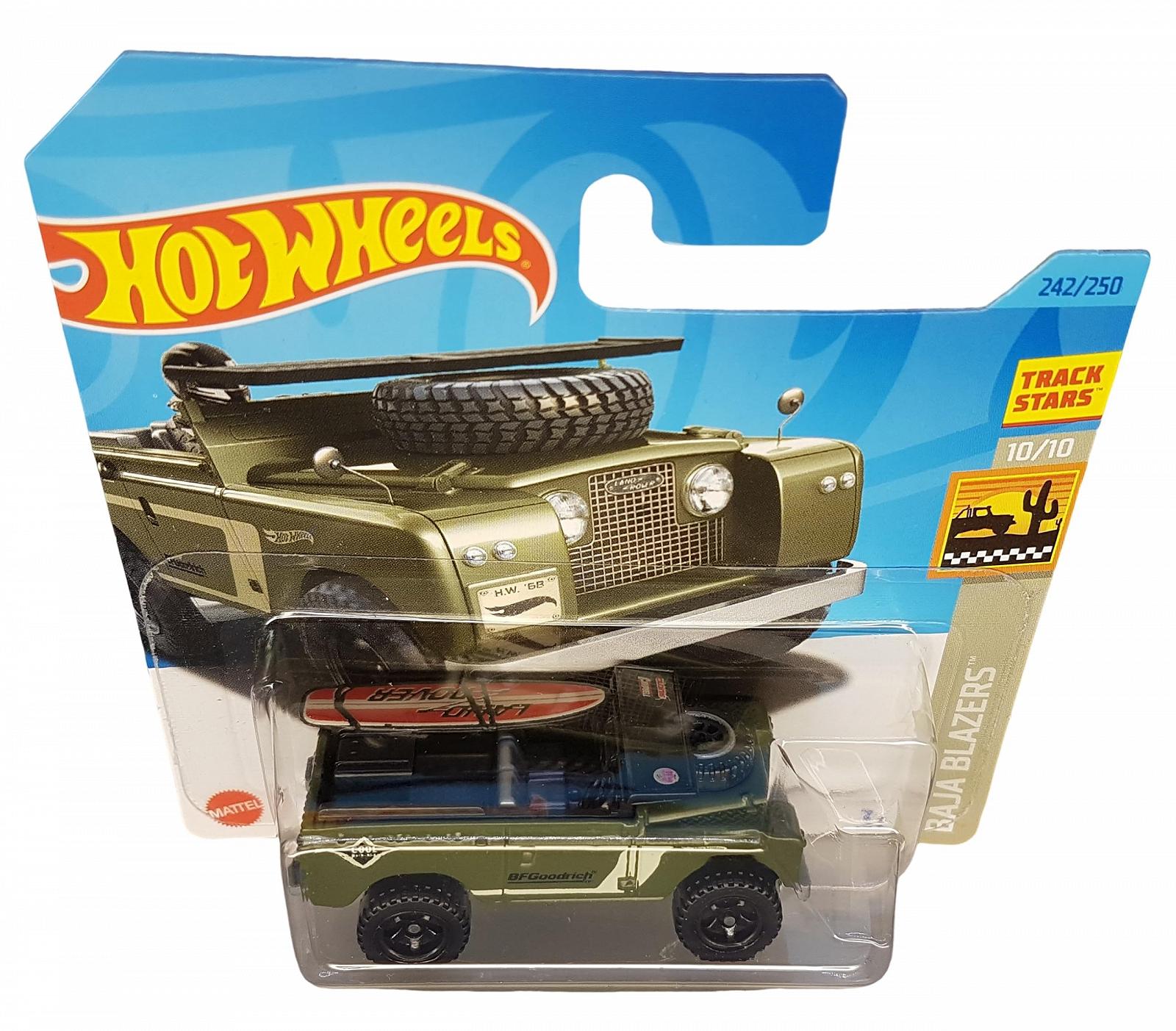 Игровая машинка Hot Wheels Baja Blazers Land Rover Series II 10/10 HKG65 Short Card Track Stars BFGoodrich Mattel 2023, фото №2