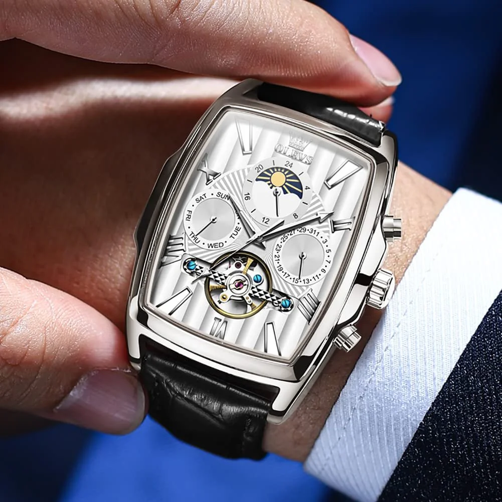 Чоловічий Квадратний Розкішний Автоматичний Самозаводний Скелетон OLEVS, фото №3 Чоловічий Квадратний Розкішний Автоматичний Самозаводний Скелетон OLEVS, фото №3
