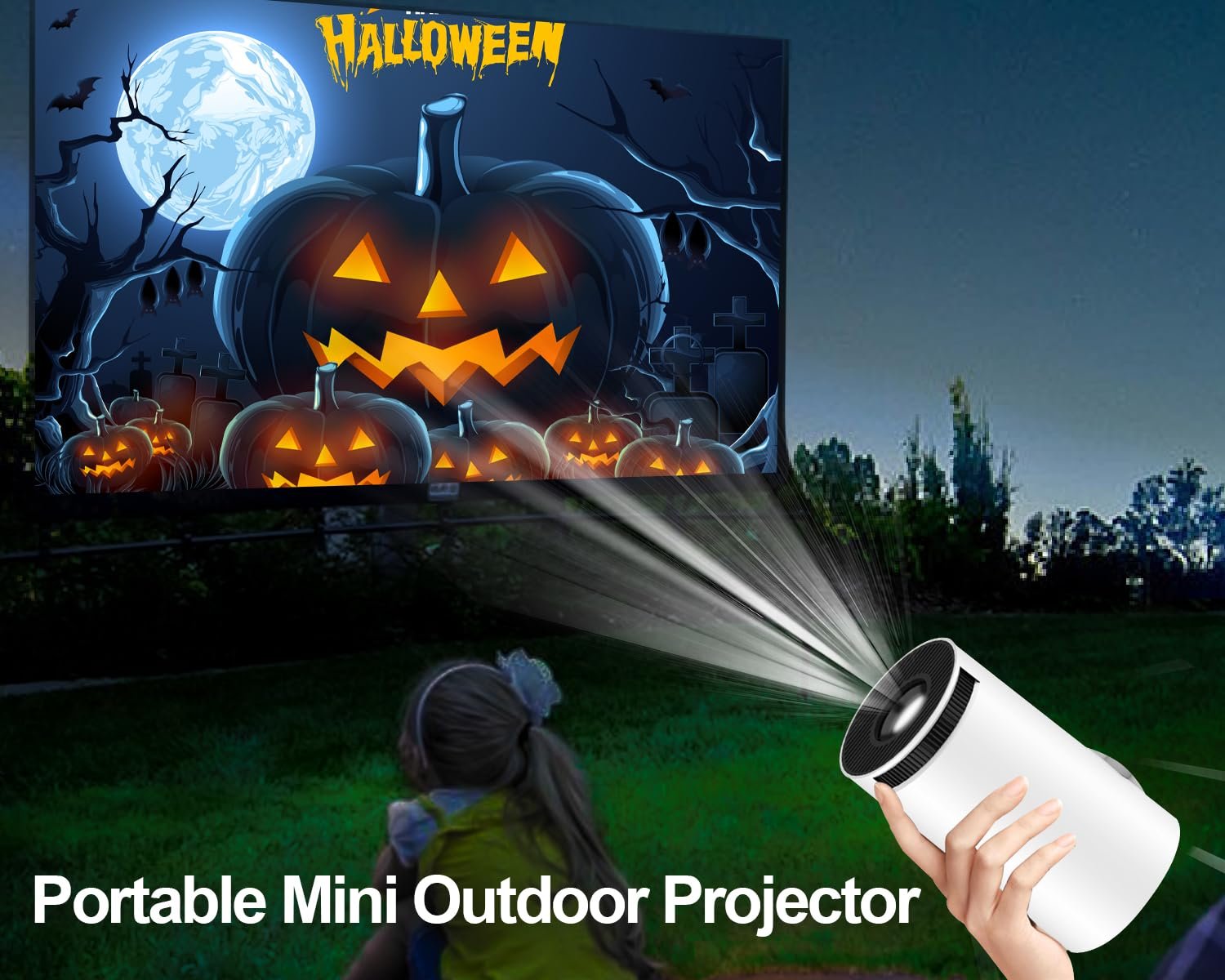 Міні-проєктор 4K Android 11, Smart Projector 5G WiFi 6 BT 5.0, Mini Projector Full HD 1080P 200ANSI 8000L Автоматична горизонтальна корекція трапеції Білий, фото №5
