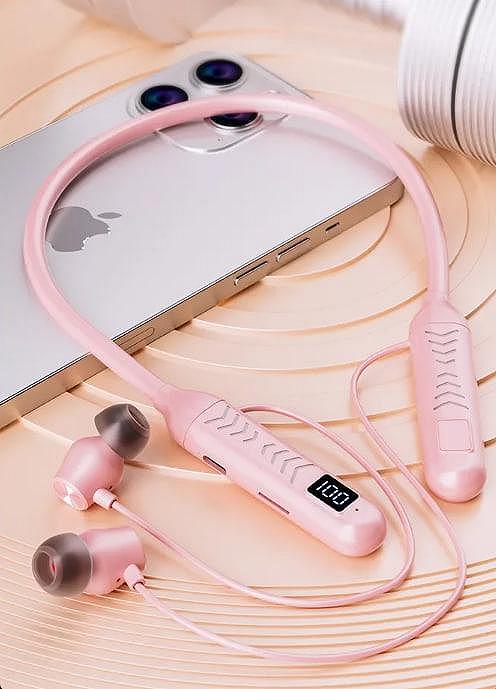 Беспроводные спортивные наушники на шею BT 5.3 Розовые, фото №1 Беспроводные спортивные наушники на шею BT 5.3 Розовые, фото №1