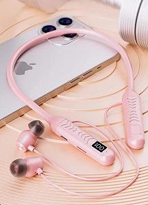 Беспроводные спортивные наушники на шею BT 5.3 Розовые - Фото 1