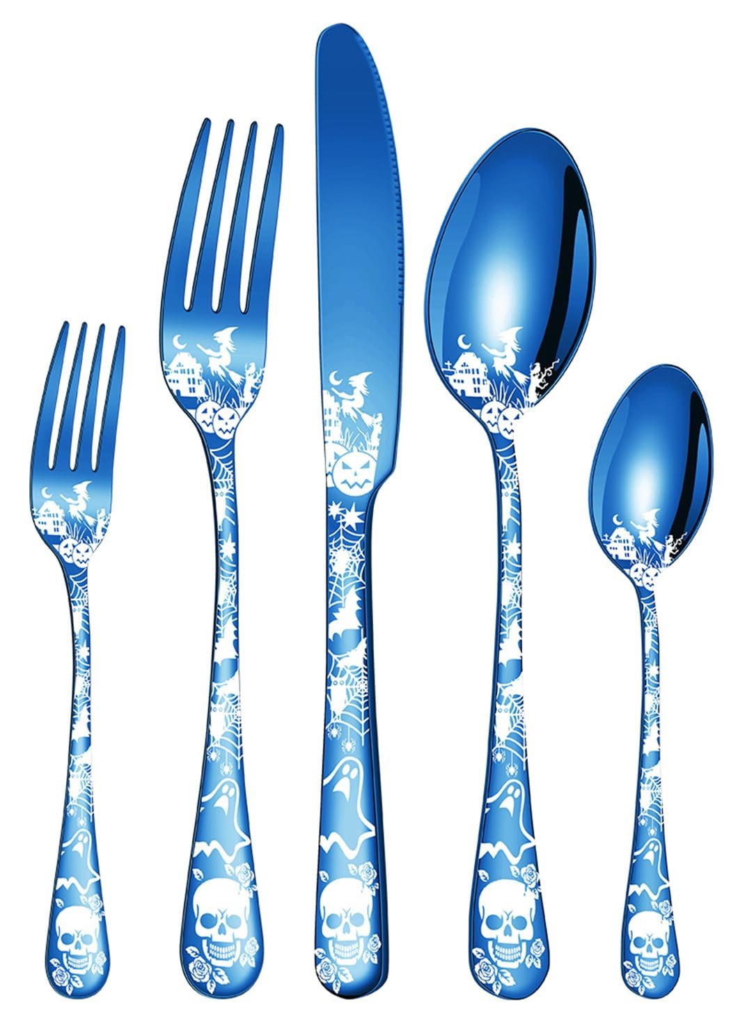 Набор столовых приборов XIAOYU Halloween Skeleton, синий, фото №1 Набор столовых приборов XIAOYU Halloween Skeleton, синий, фото №1