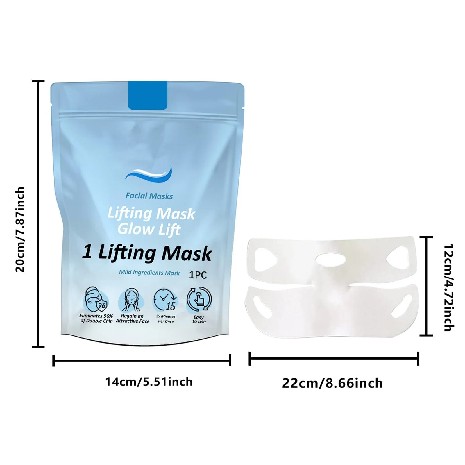 Маска для обличчя V Masks ліфтинг з гіалуроновою кислотою для підтяжки V-лінії обличчя та шиї, 3 шт, фото №7