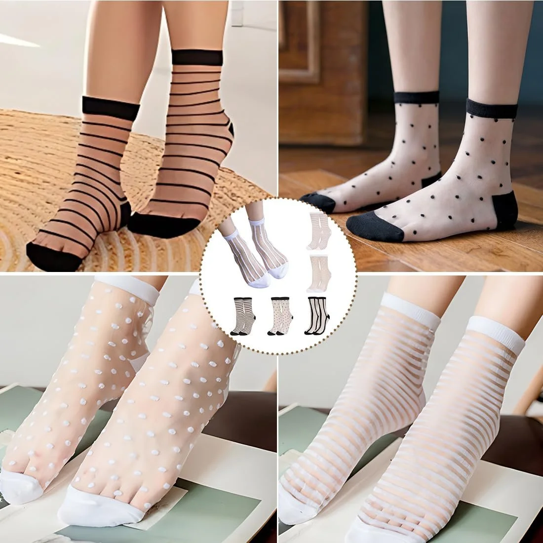 Шкарпетки жіночі прозорі в сіточку Habni, 6 пар, універсальний розмір, фото №6