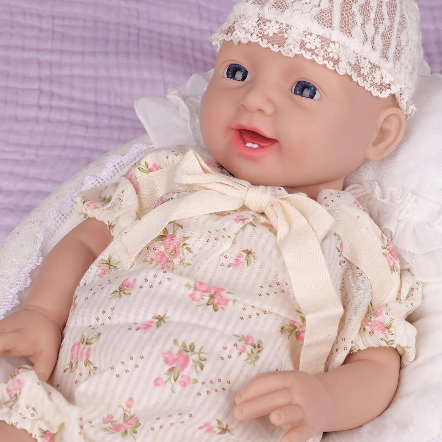Кукла IVITA реалистичный новорождённый ребёнок ручная работа выразительные синие глаза, фото №3