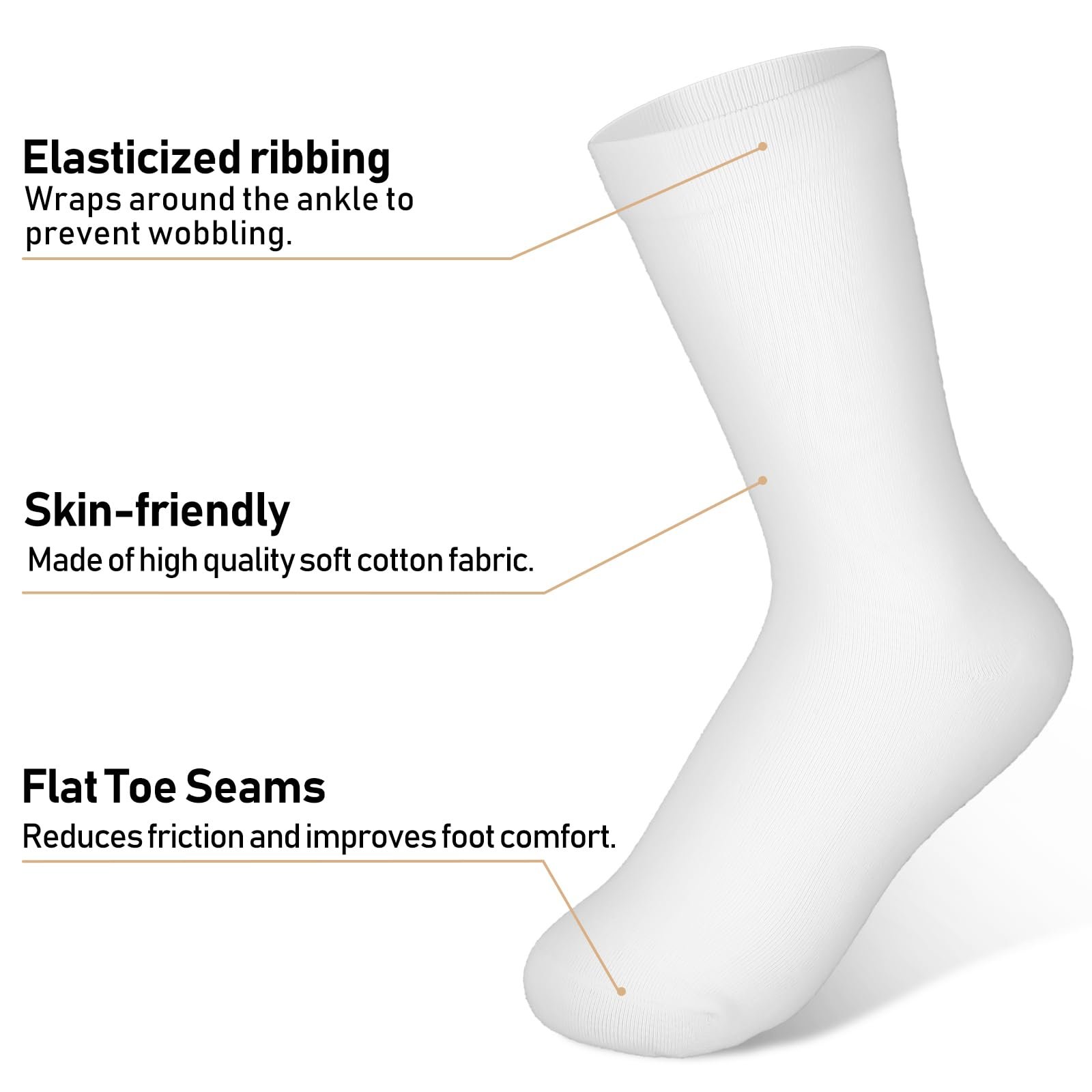 Носки Lusofie (3 пары) Женские хлопковые носки, без резинки, с широким поясом, для хлопка, носки до середины икры, удобная резинка, дышащие, комфортные, один размер, фото №3