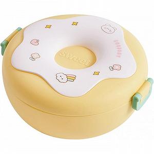 Круглый ланч бокс с приборами Donut 1000 мл желтый - Фото 1