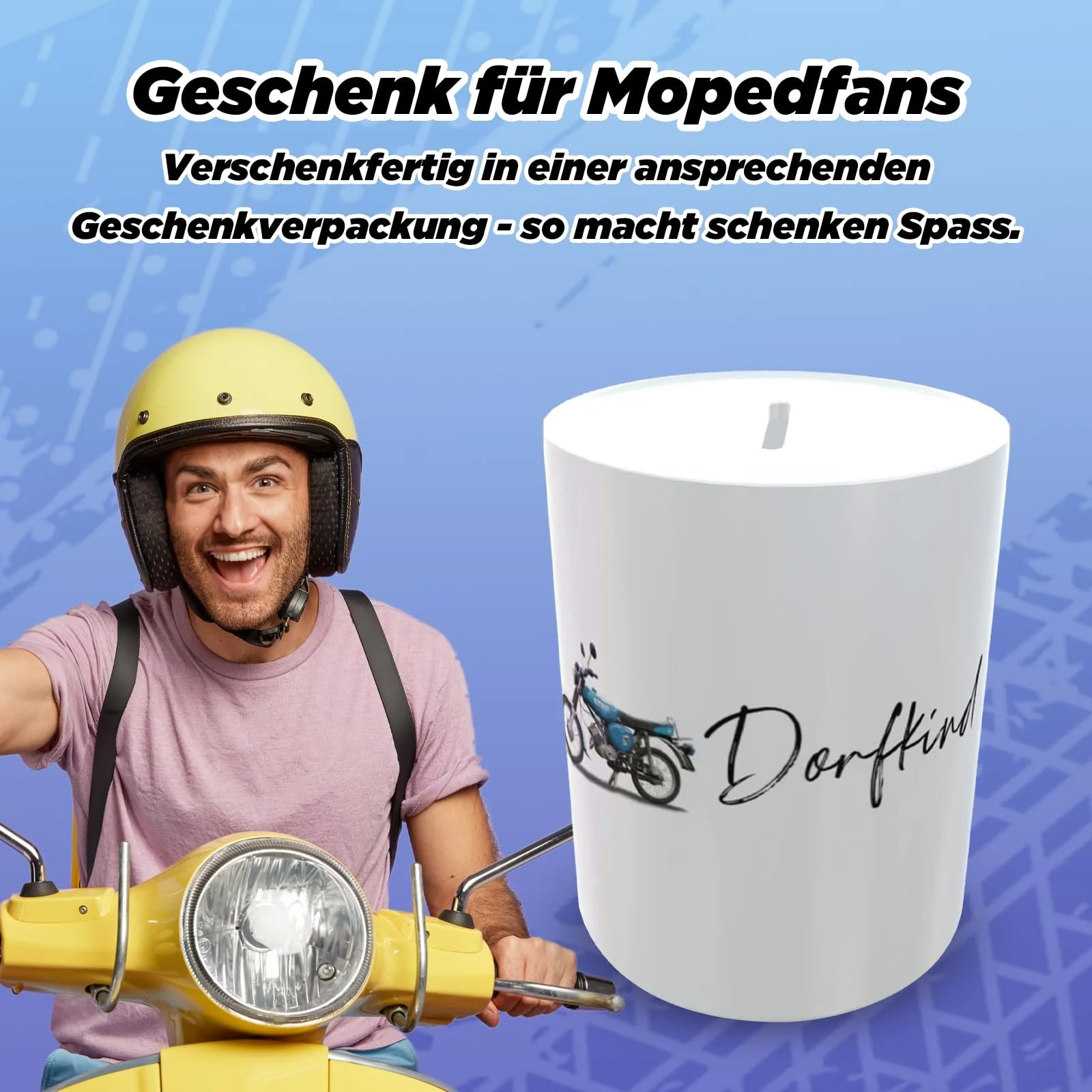 Скарбничка Мопед Simson Синя Керамічна Персоналізована, фото №2