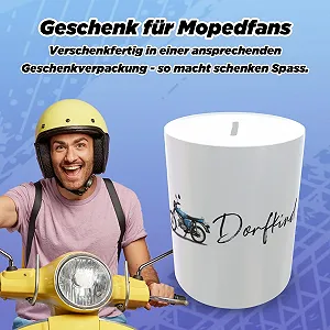 Скарбничка Мопед Simson Синя Керамічна Персоналізована synthetic.ua - Фото 1