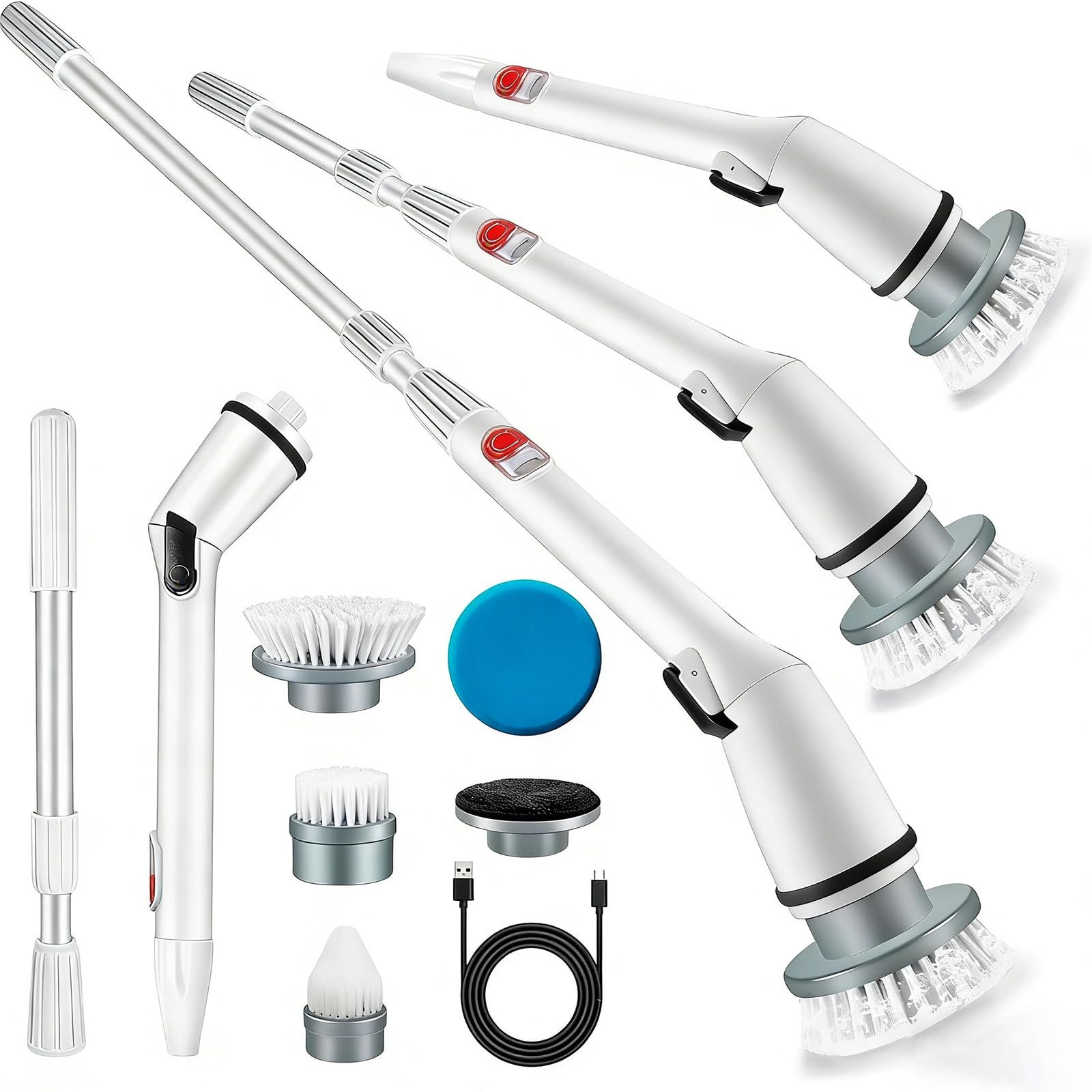 Электрическая щетка для чистки Electric Spin Scrubber 7 в 1 аккумуляторная с регулируемой ручкой IPX7 2 скорости, фото №1 Электрическая щетка для чистки Electric Spin Scrubber 7 в 1 аккумуляторная с регулируемой ручкой IPX7 2 скорости, фото №1
