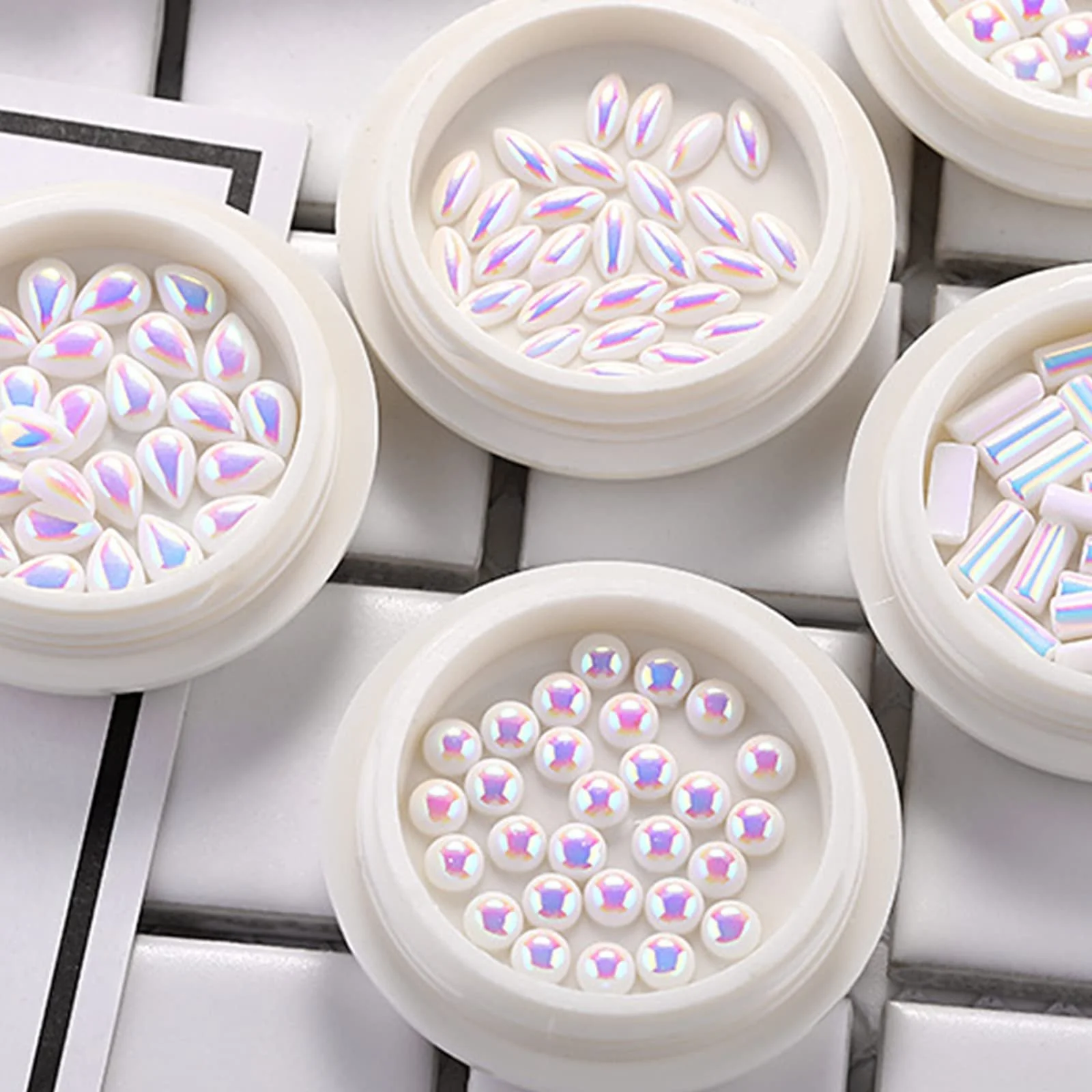 Стрази для нігтів, набір 6 розмірів, різнокольорові, фото №6