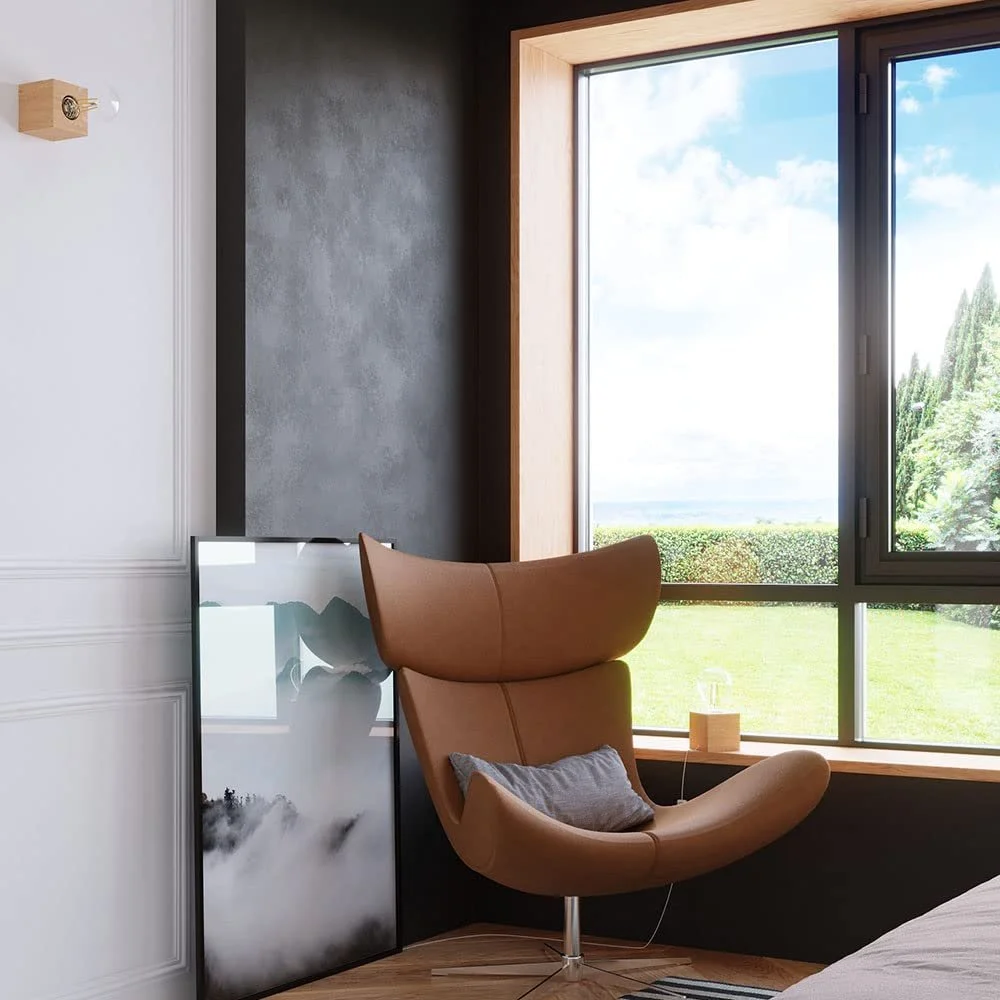 Настільна лампа Wooden Country House Style E27 10 x 10 см Натуральне дерево, фото №6