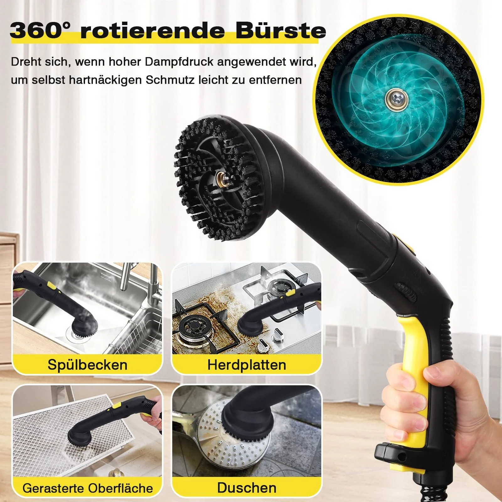 Пароочисник TVD для оббивки, з наддовгим шнуром живлення 5 м для парової швабри, Духовки, Килима, Дивана, Оббивки, фото №3