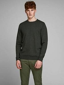 Пуловер JJEBASIC KNIT CREW NECK NOOS 12137190-Forest Night Jack&Jones Зелений XXL - Фото 1