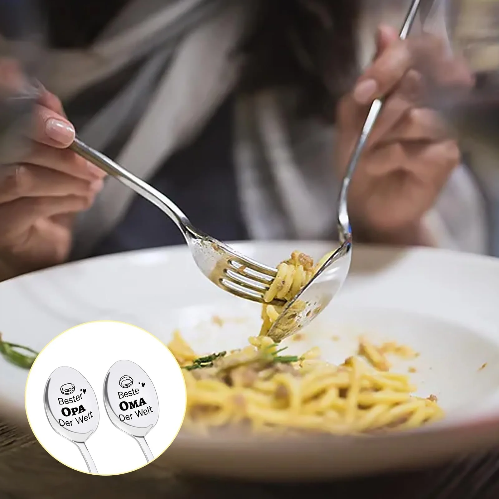 Ложка Кавова з гравіюванням Beste Oma Opa Der Welt (2 шт.), фото №5 Ложка Кавова з гравіюванням Beste Oma Opa Der Welt (2 шт.), фото №5