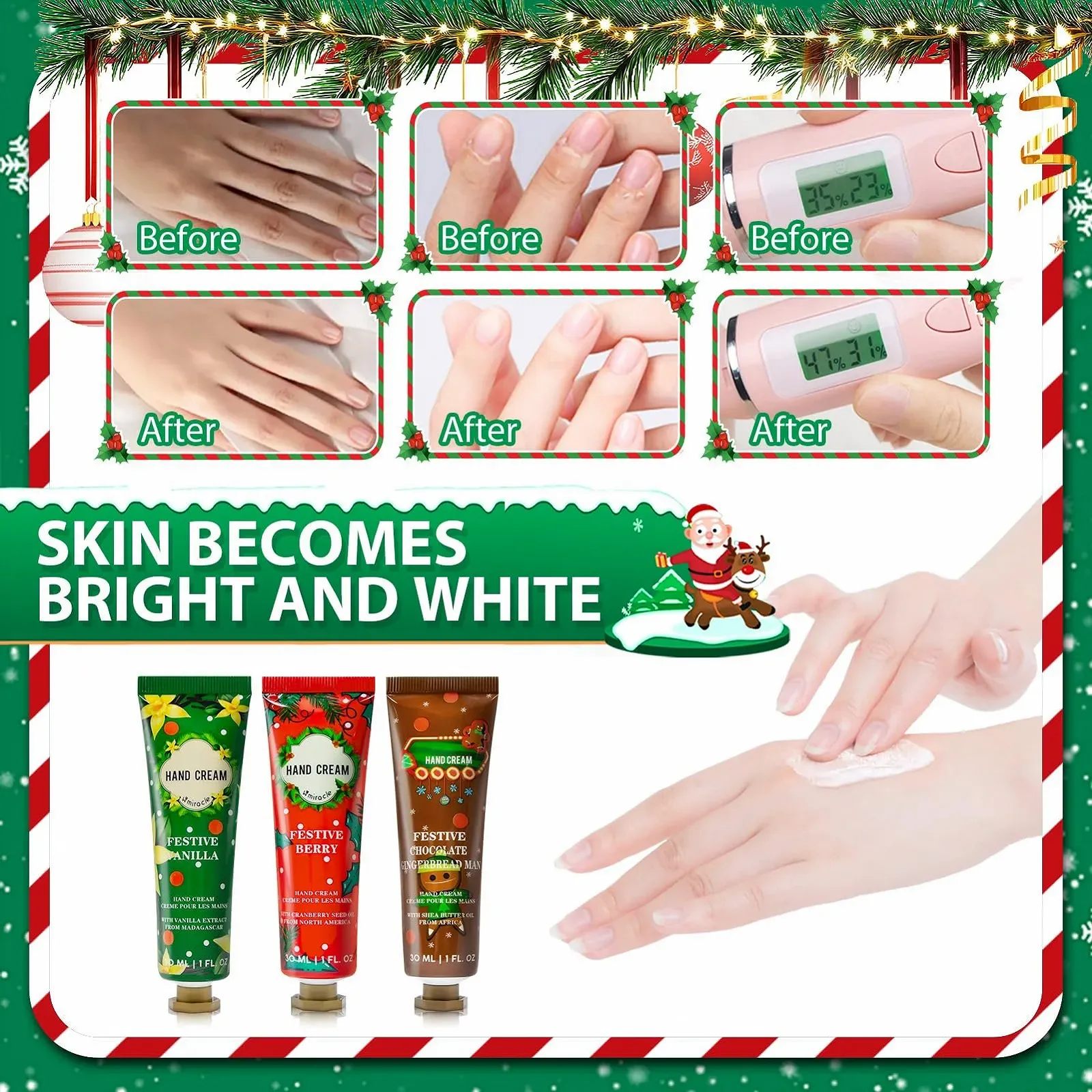 Крем для рук Рождественский набор мини-кремов для рук Увлажняет и предотвращает сухость 3 x 30 мл, фото №4