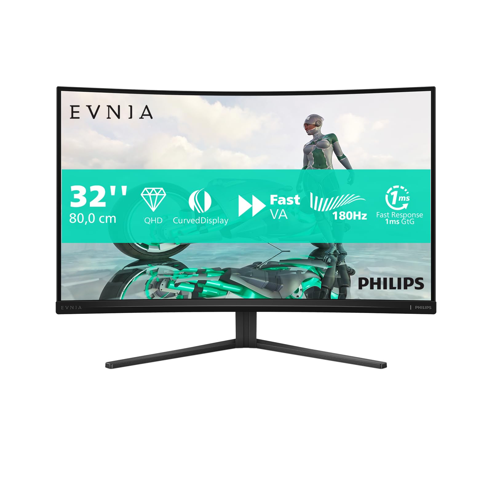 Монитор Philips Evnia 32M2C3500L 32 дюйма QHD изогнутый игровой 180 Гц 0.5 мс FreeSync Premium HDR10 тёмно-серый, фото №2