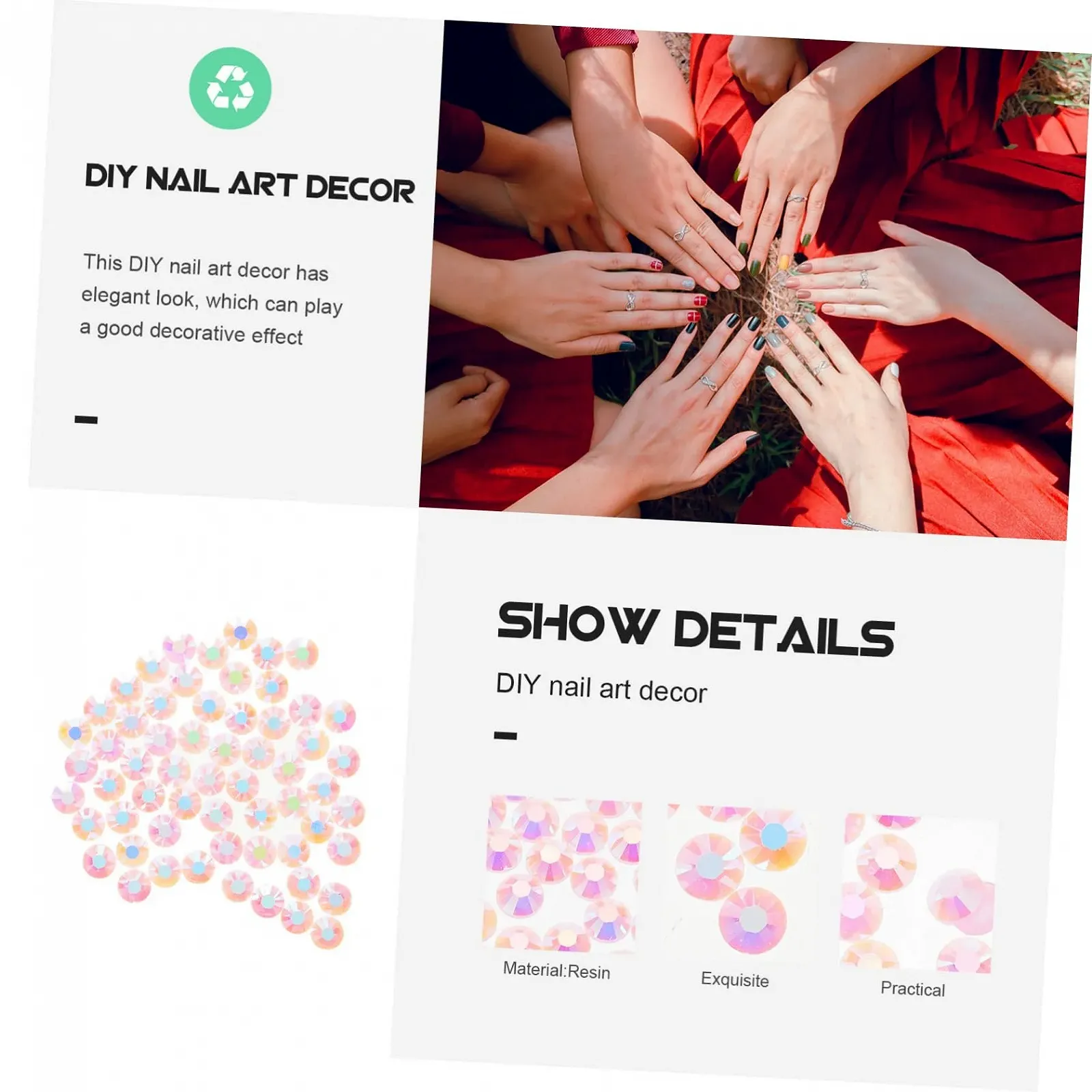 Стрази для нігтів кришталеві рожеві, фото №4 Стрази для нігтів кришталеві рожеві, фото №4