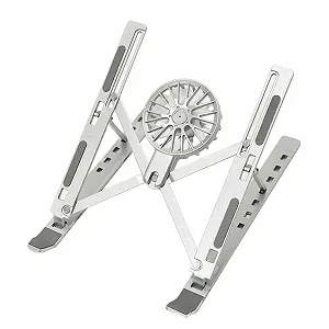 Подставка для ноутбука с охлаждением Портативная складная подставка с вентилятором для 16-18 дюймовых планшетов Серебристый, 18 дюймов - Фото 1